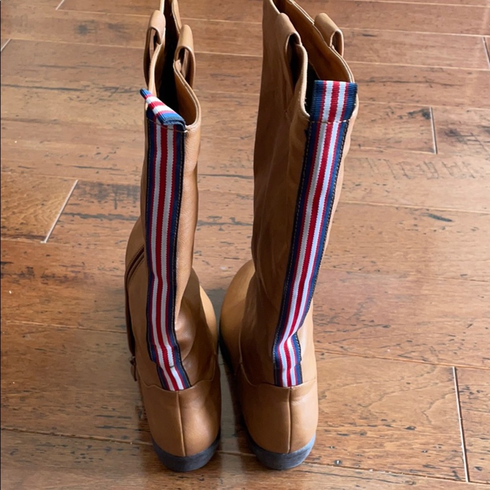 Brown Boots- Red White Blue Stripe! Francescas!